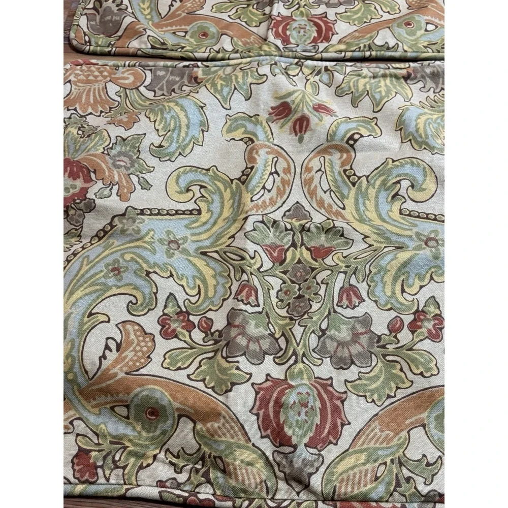 Pottery Barn SIMONE 2 Euro Pillow Shams‎ Cotton Linen Blend Jacobean